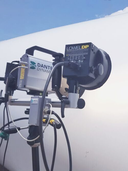 Laser Shearography NDT being performed on a wind turbine blade by CICNDT.
